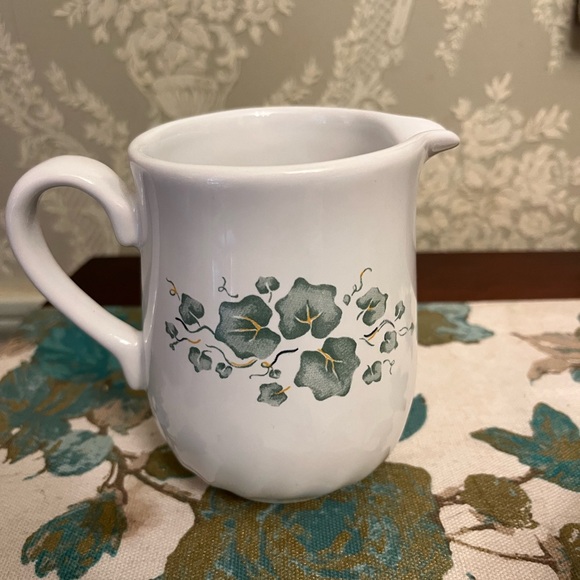 Corningware Callaway Ivy Sugar Creamer Gravy Boat Green White Vintage Set - Picture 4 of 6